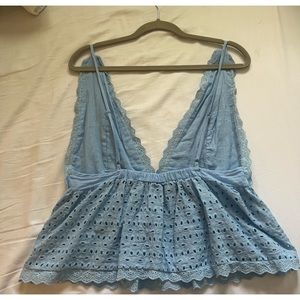 Blue Eyelet top